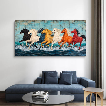 Seven Horses Premium Canvas Painting