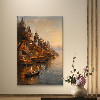 Banaras Ghat Premium Canvas Painting