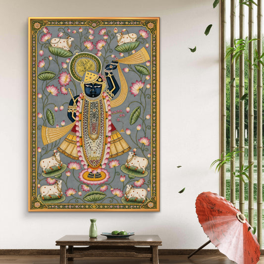 Traditional Pichwai Shrinathji Premium Canvas Painting - Premium Wall Art | Decor By Neon