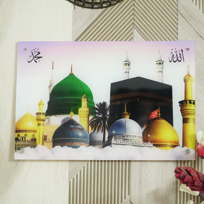 Multiple Masjid Premium Acrylic Islamic Wall Art , Islamic Painting