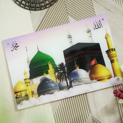 Multiple Masjid Premium Acrylic Islamic Wall Art , Islamic Painting