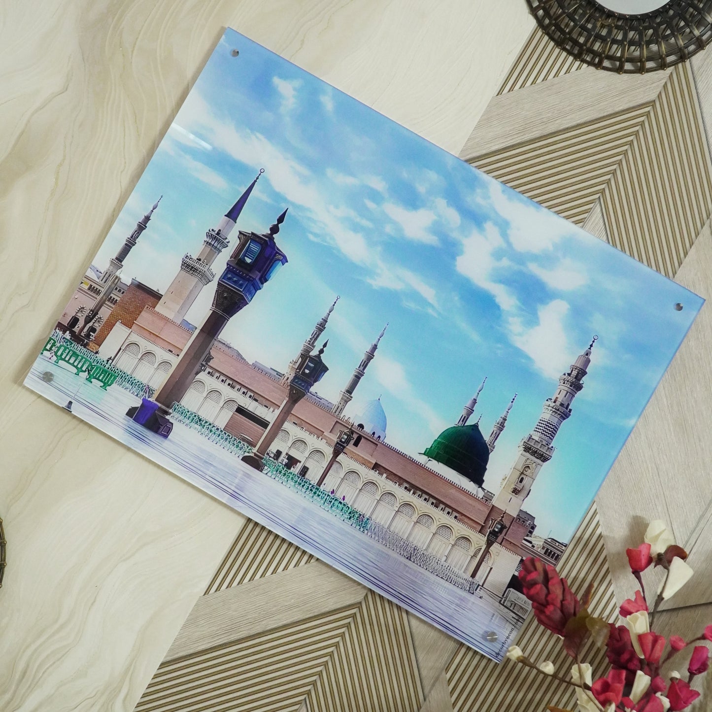 Masjid an Nawabi , Medina Premium Acrylic Islamic Wall Art , Islamic Painting