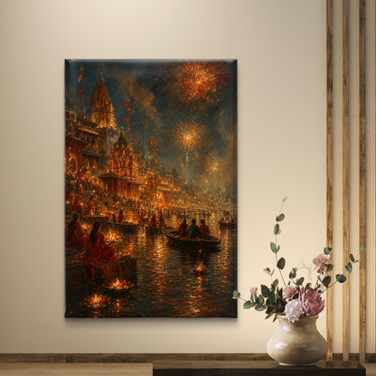 Banaras Ghat Premium Canvas Painting