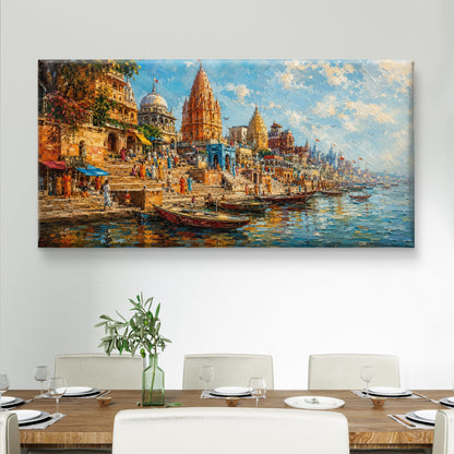 Banaras Ghat Premium Canvas Painting