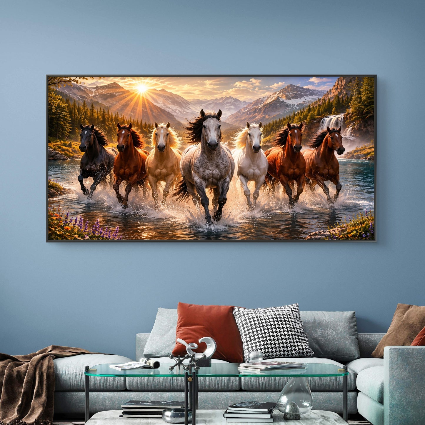 Seven Horses Premium Canvas Painting - Buy Online | Decor By Neon