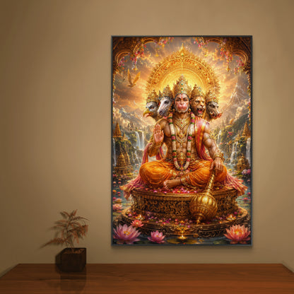 Panchmukhi Hanuman Ji Premium Canvas Painting