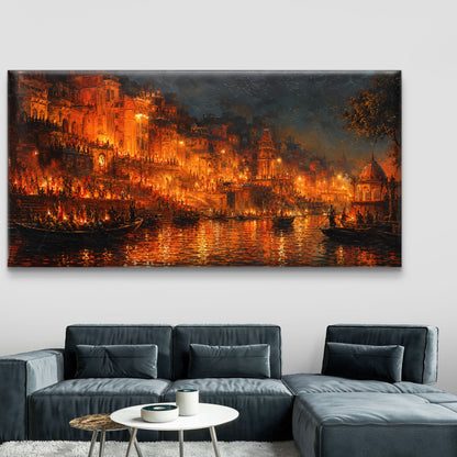 Banaras Ghat Premium Canvas Painting