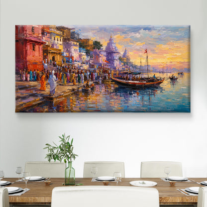 Banaras Ghat Premium Canvas Painting