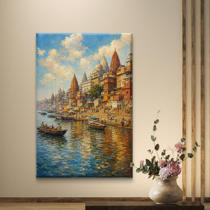 Banaras Ghat Premium Canvas Painting