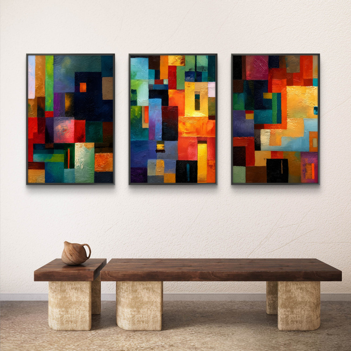 Set of 3 Abstract Art Premium Canvas Painting - Buy Online | Decor By Neon