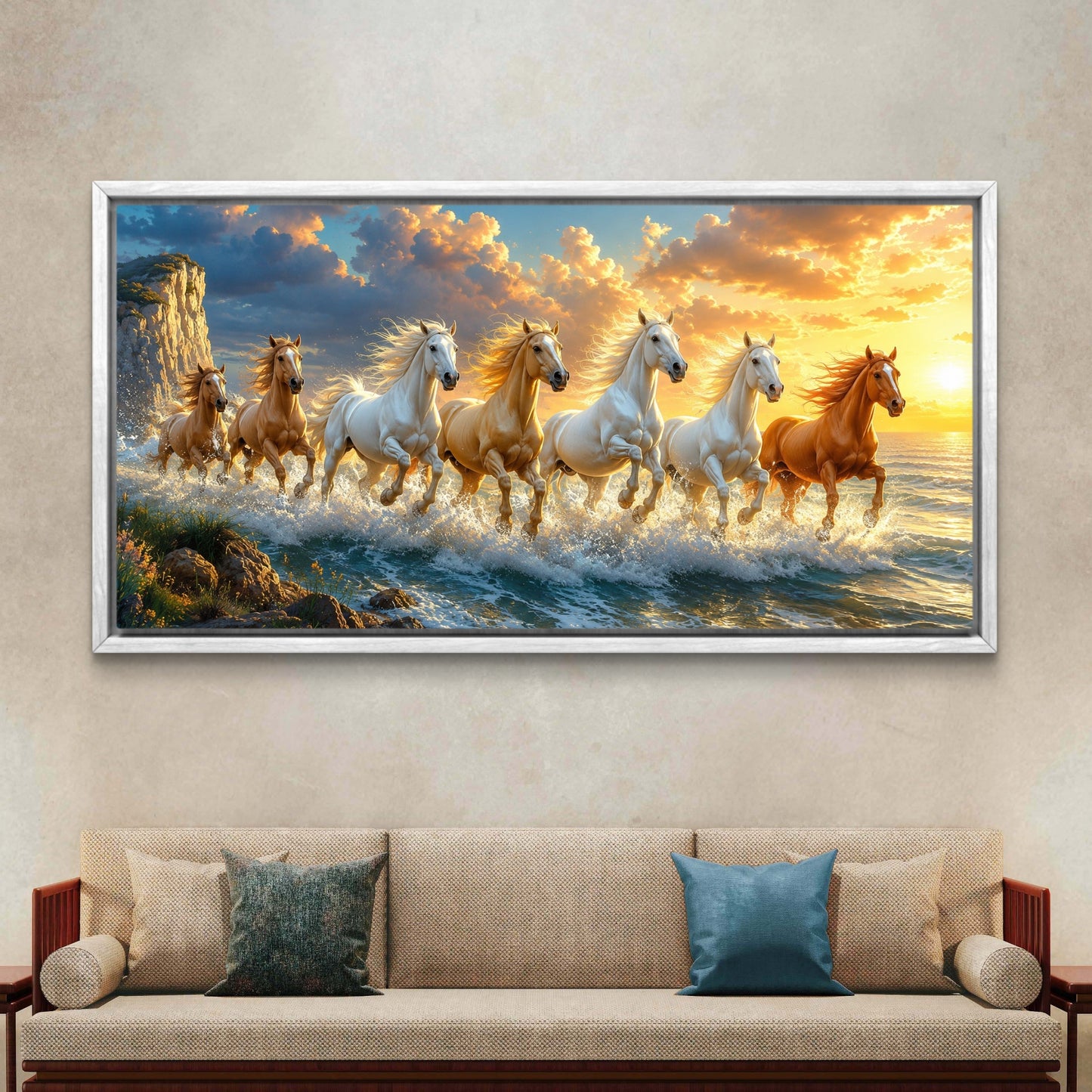 Seven Horses Premium Canvas Painting - Buy Online | Decor By Neon