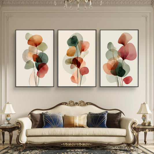 Set of 3 Abstract Art Premium Canvas Painting - Canvas Wall Art | Decor By Neon