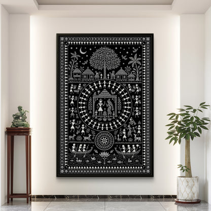 Warli Art Premium Canvas Painting