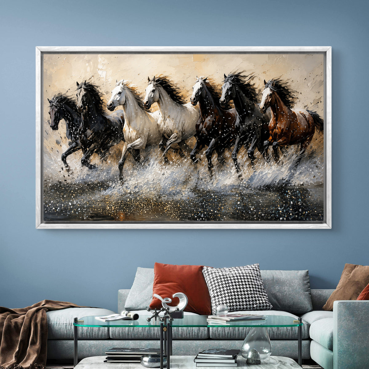 Seven Horses Premium Canvas Painting - Buy Online | Decor By Neon