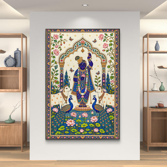 Traditional Pichwai Shrinathji Premium Canvas Painting - Canvas Wall Art | Decor By Neon