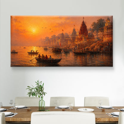Banaras Ghat Premium Canvas Painting