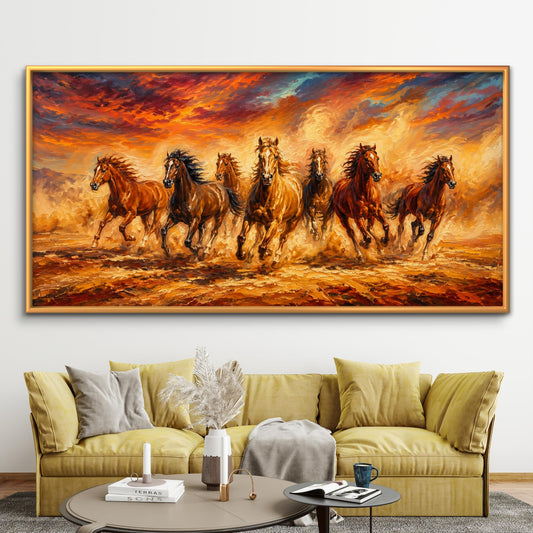 Seven Horses Premium Canvas Painting - Premium Wall Art | Decor By Neon