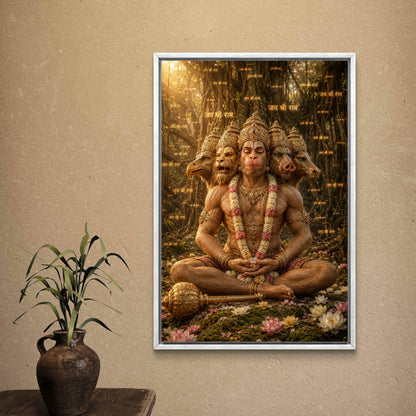 Panchmukhi Hanuman Ji Premium Canvas Painting