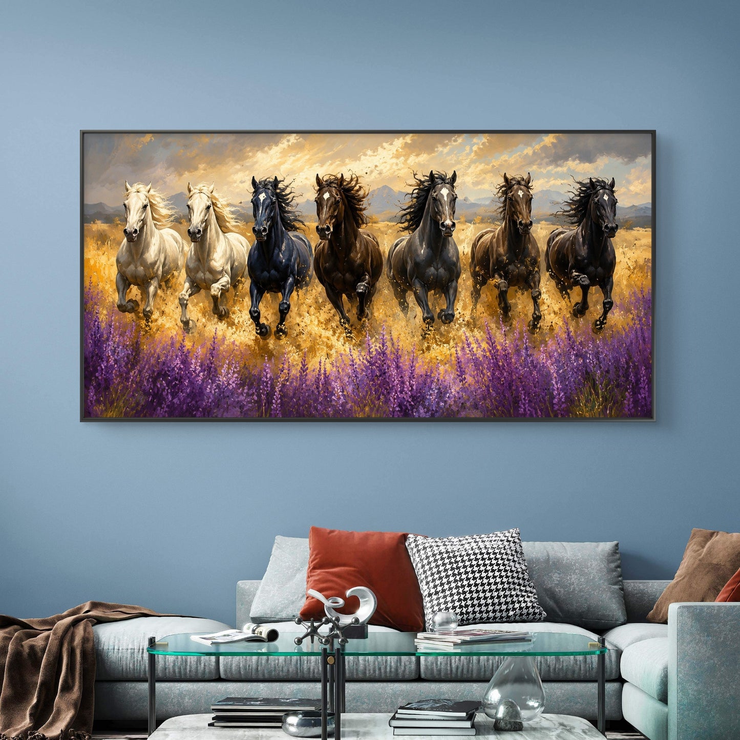 Seven Horses Premium Canvas Painting - Buy Online | Decor By Neon