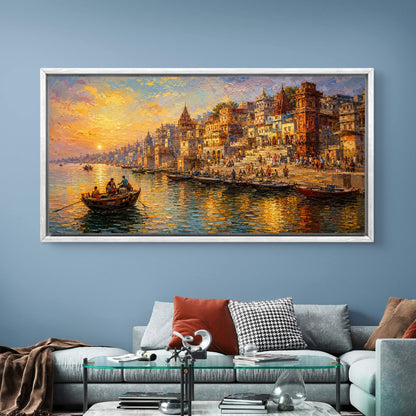 Banaras Ghat Premium Canvas Painting
