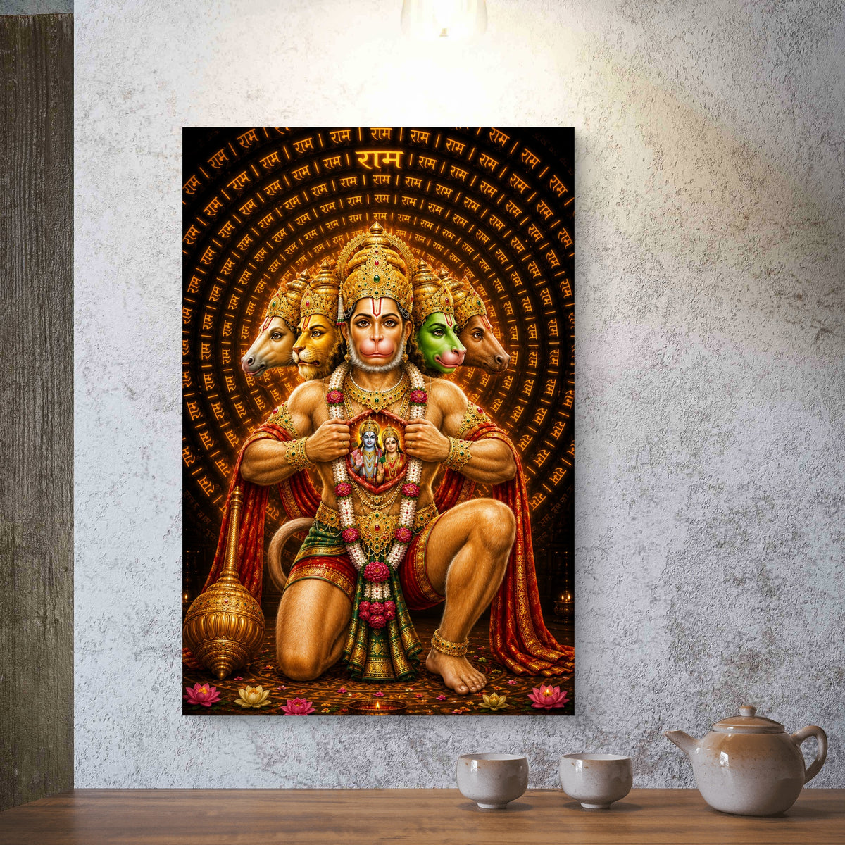 Panchmukhi Hanuman Ji Premium Canvas Painting - Buy Online | Decor By Neon