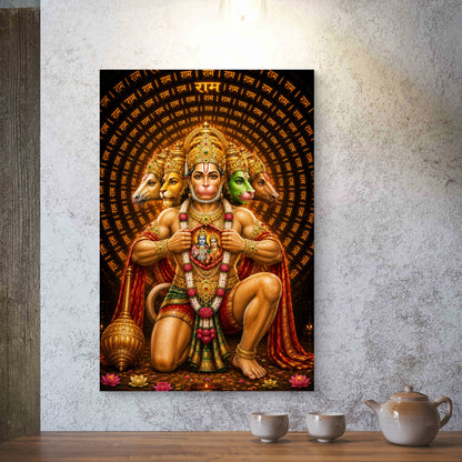Panchmukhi Hanuman Ji Premium Canvas Painting
