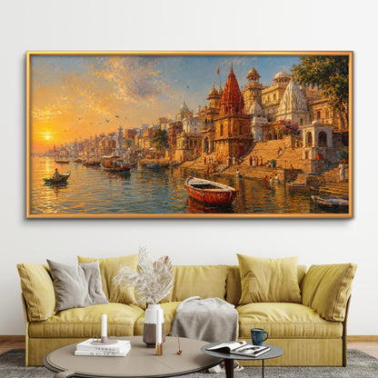 Banaras Ghat Premium Canvas Painting