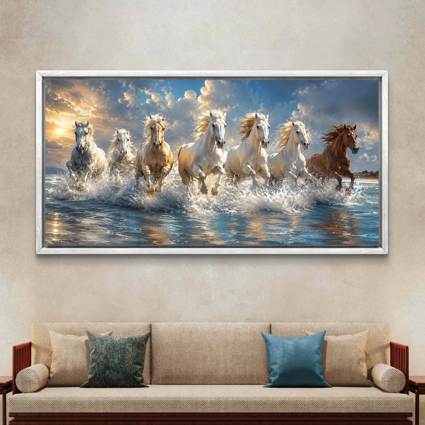 Seven Horses Premium Canvas Painting - Buy Online | Decor By Neon
