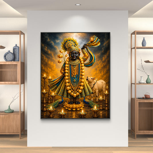 Traditional Pichwai Shrinathji Premium Canvas Painting - Canvas Wall Art | Decor By Neon