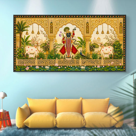 Traditional Pichwai Shrinathji Premium Canvas Painting - Canvas Wall Art | Decor By Neon