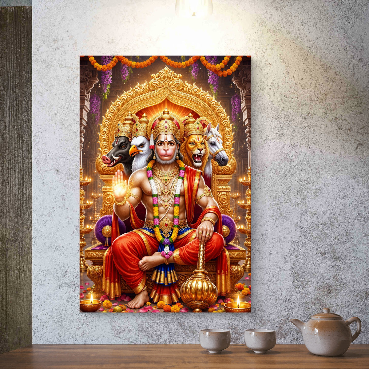 Panchmukhi Hanuman Ji Premium Canvas Painting - Buy Online | Decor By Neon