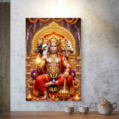 Panchmukhi Hanuman Ji Premium Canvas Painting