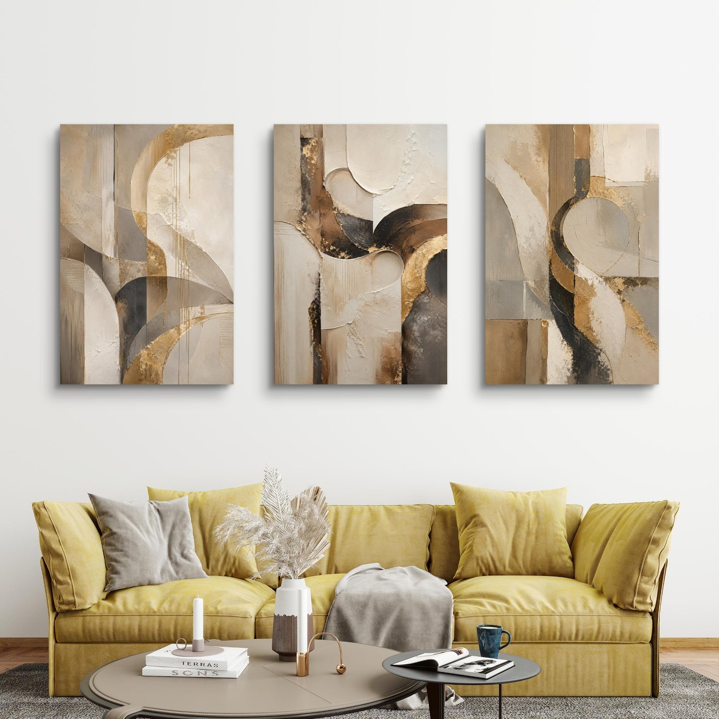Set of 3 Abstract Art Premium Canvas Painting - Buy Online | Decor By Neon