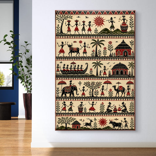 Warli Art Premium Canvas Painting - Premium Wall Art | Decor By Neon