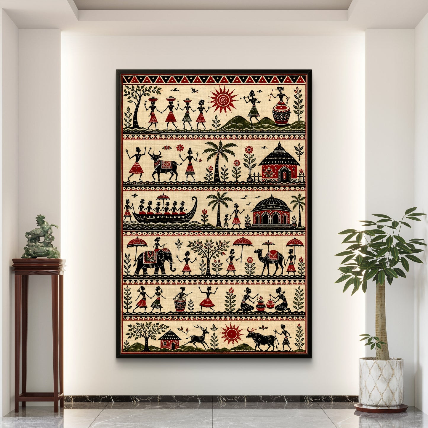 Warli Art Premium Canvas Painting - Buy Online | Decor By Neon