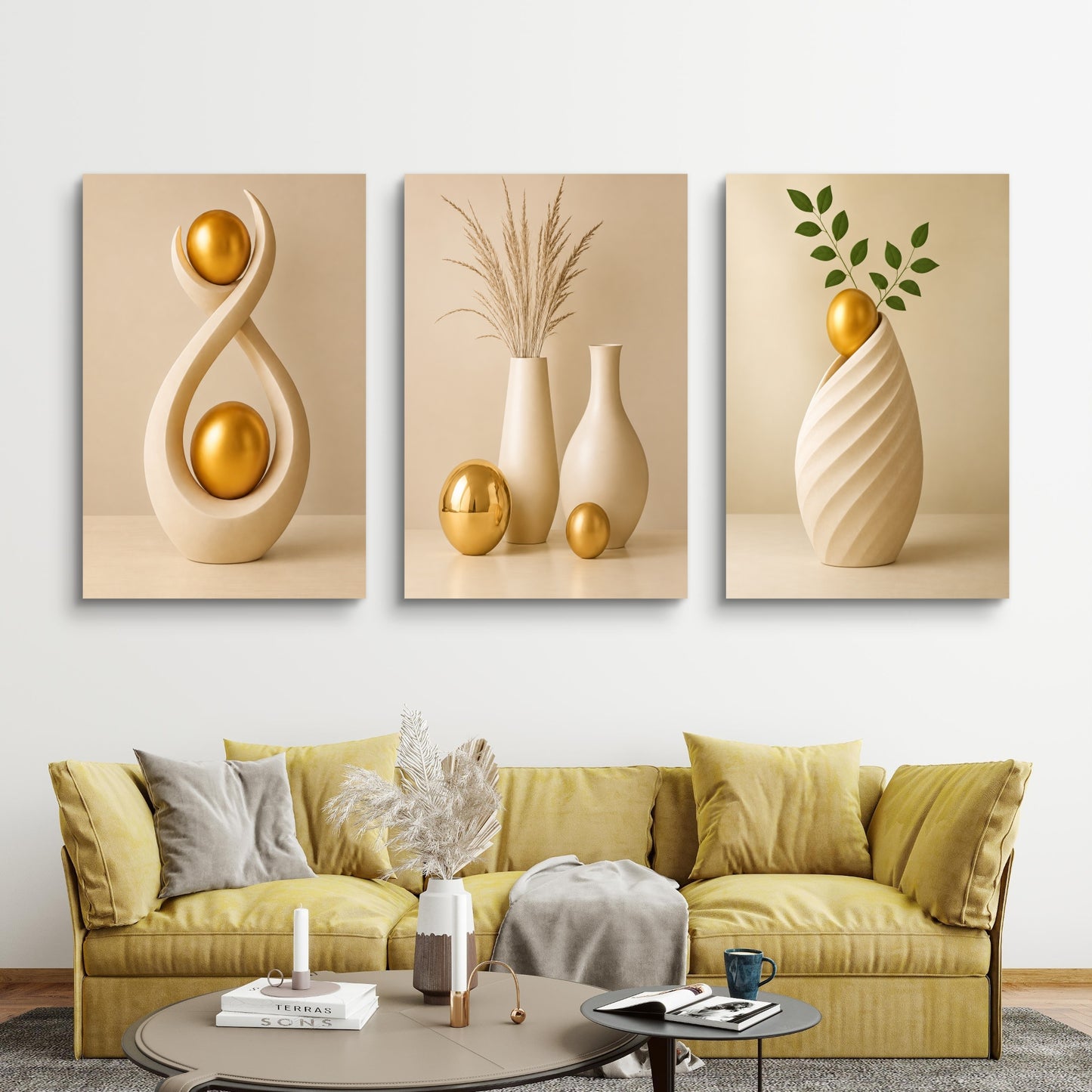 Set of 3 Abstract Art Premium Canvas Painting - Buy Online | Decor By Neon