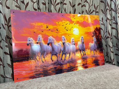 Seven Horses Vibrant Premium Acrylic Wall Art for Home & Office Decor
