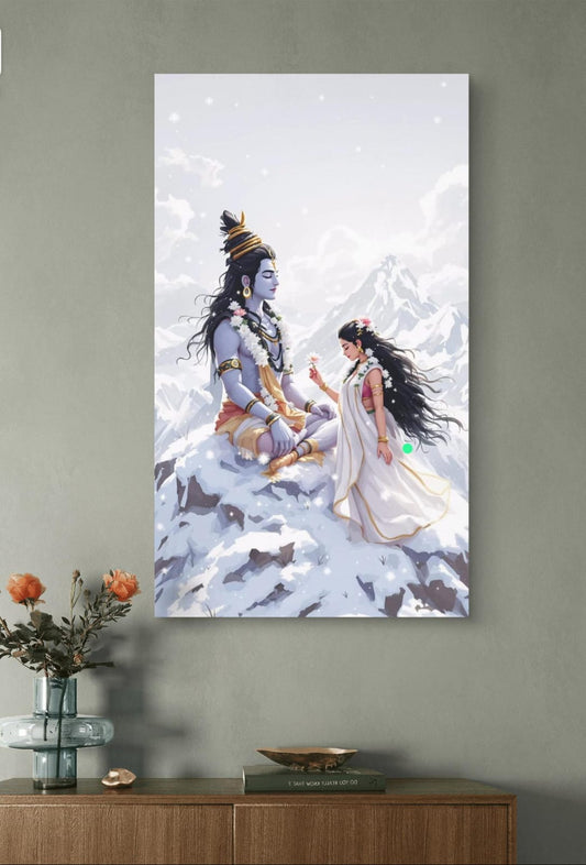 Shiva Parvati Premium Acrylic Wall Art for Home & Temple Decor