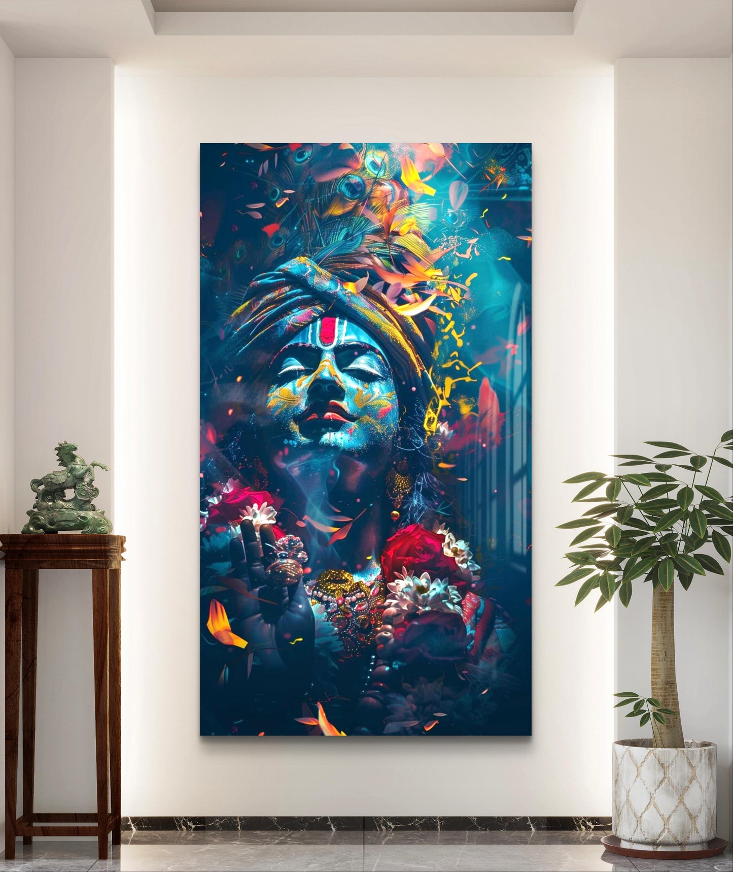 Lord Krishna Art Premium Acrylic Wall Art for Home & Temple Decor