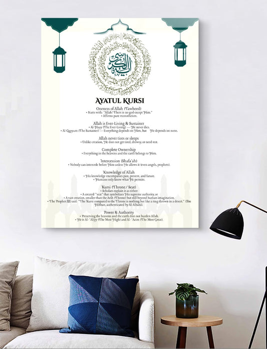 Ayatul Kursi with English Meaning Premium Acrylic Islamic Wall Art
