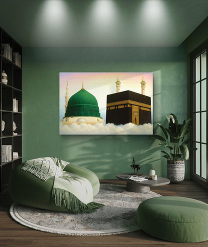 Mecca and Medina Premium Acrylic Islamic Wall Art , Islamic Painting