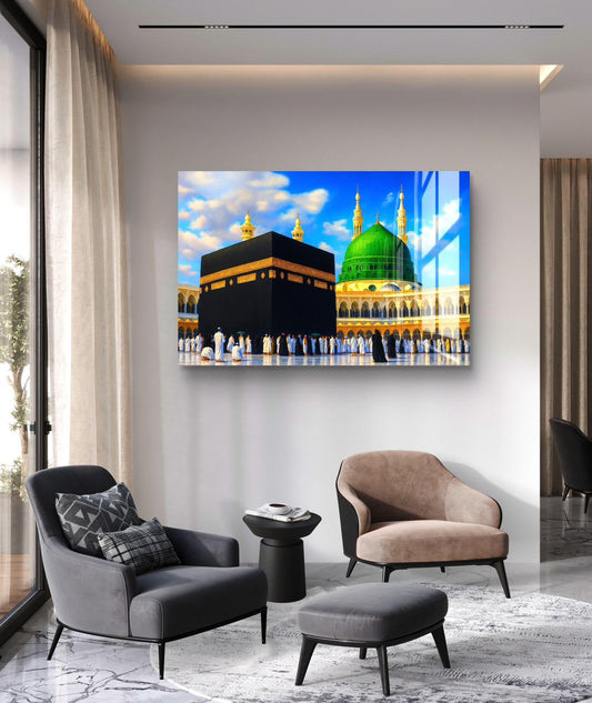 Mecca and Medina Premium Acrylic Islamic Wall Art , Islamic Painting
