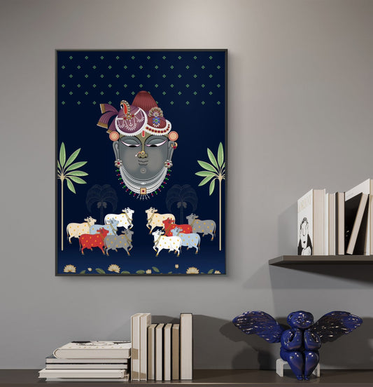 Traditional Pichwai Shrinathji Premium Canvas Painting - Canvas Wall Art | Decor By Neon