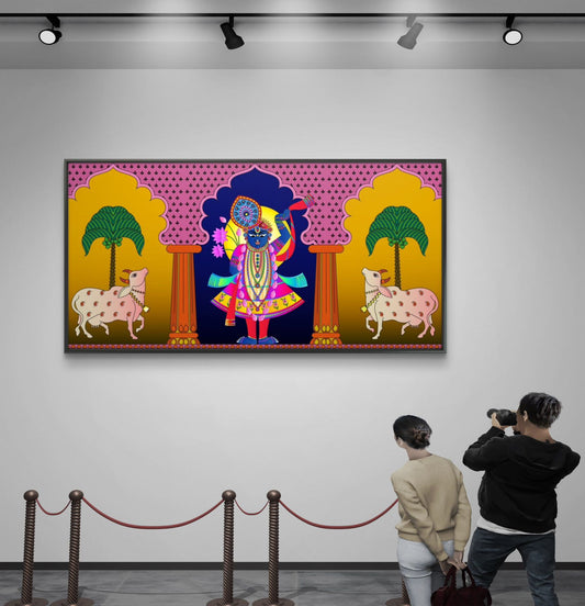 Traditional Pichwai Shrinathji Premium Canvas Painting - Canvas Wall Art | Decor By Neon
