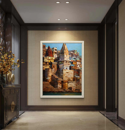 Banaras Ghat Premium Canvas Painting