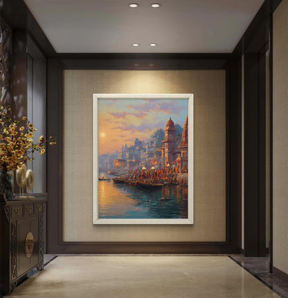 Banaras Ghat Premium Canvas Painting