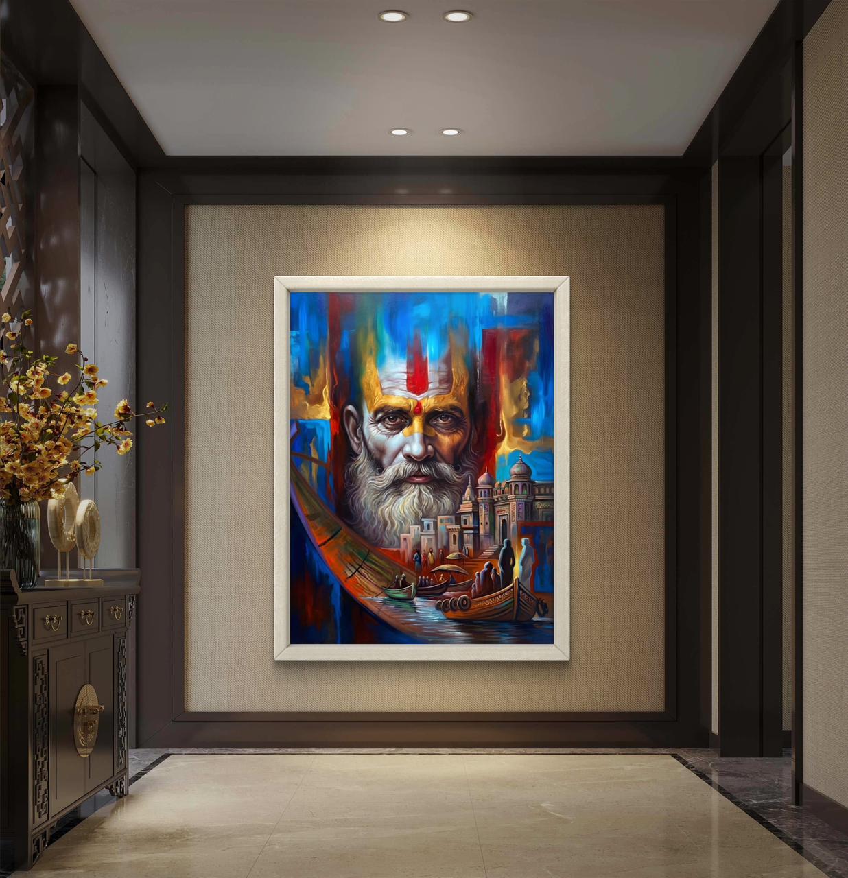 Banaras Ghat Premium Canvas Painting - Buy Online | Decor By Neon