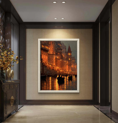 Banaras Ghat Premium Canvas Painting