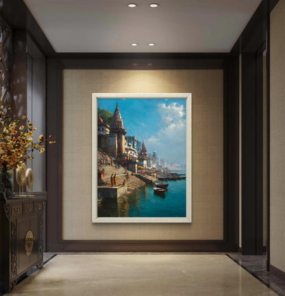 Banaras Ghat Premium Canvas Painting