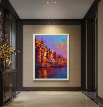 Banaras Ghat Premium Canvas Painting